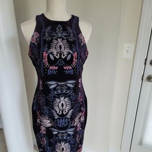 Foxiedox Women's Embroidered Velvet Sheath Dress - Medium